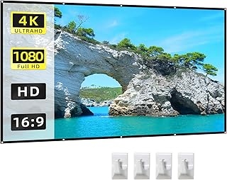 Domary Tela do projetor de 60 polegadas 16: 9 HD 4K dobrável portátil dupla face projeção cortina de tela de filme anti-vinco com ganchos para reunião de escritório de home theater ao ar livre interno
