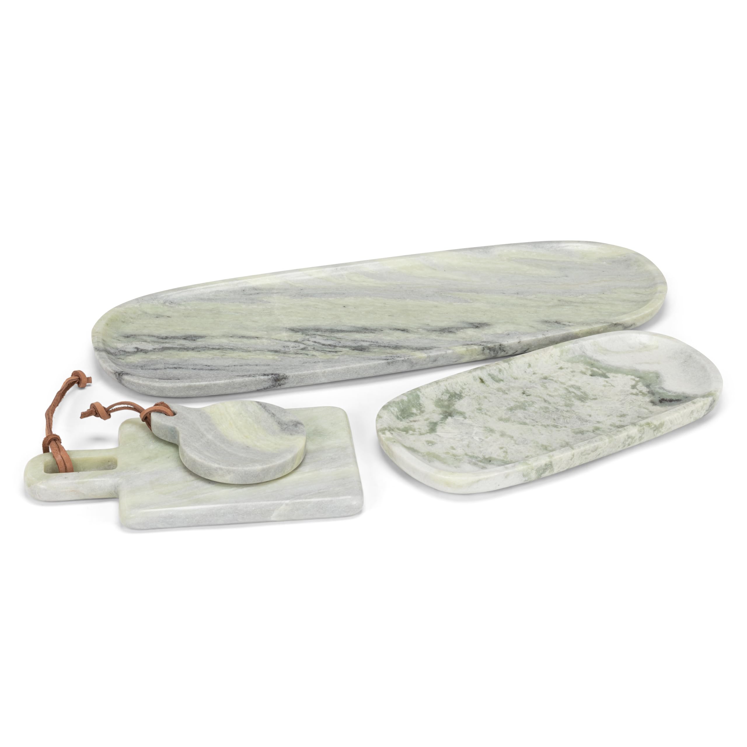 Abbott Collection Poggiamestolo rotondo, piatto con anello, color marmo, verde (12,7 cm)