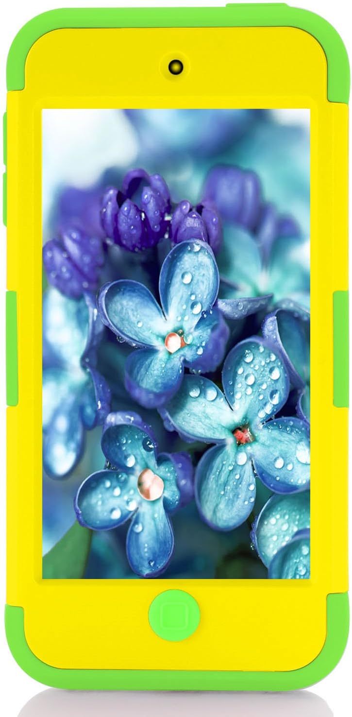 Case for iPod 6 and iPod 5 Cases for iPod Touch Scratch Resistant Case 3 in 1 (Yellow+Green)