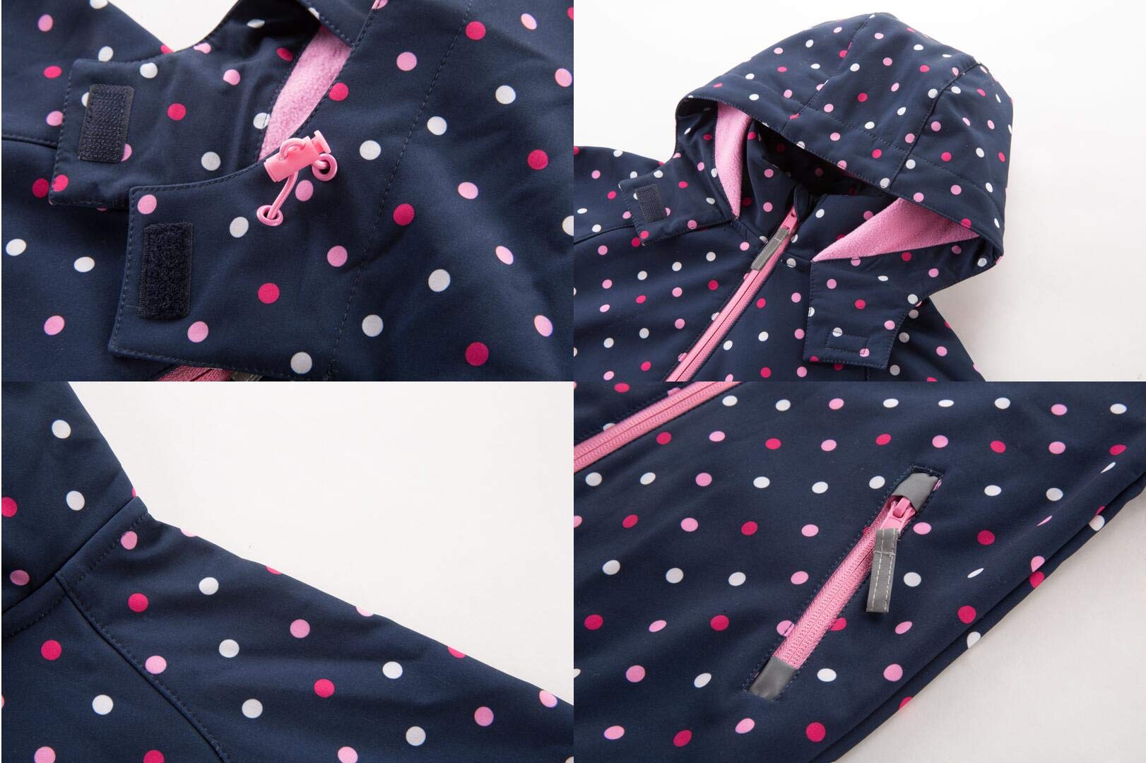 Natashas Kinder Mädchen Wasserdicht Jacke Übergangsjacke Fleecefütterung Warm Atmungsaktiv Winddicht Wanderjacke Softshelljacke Outdoorjacke mit Kapuze