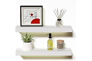 14.9in White Floating Shelves Set of 2