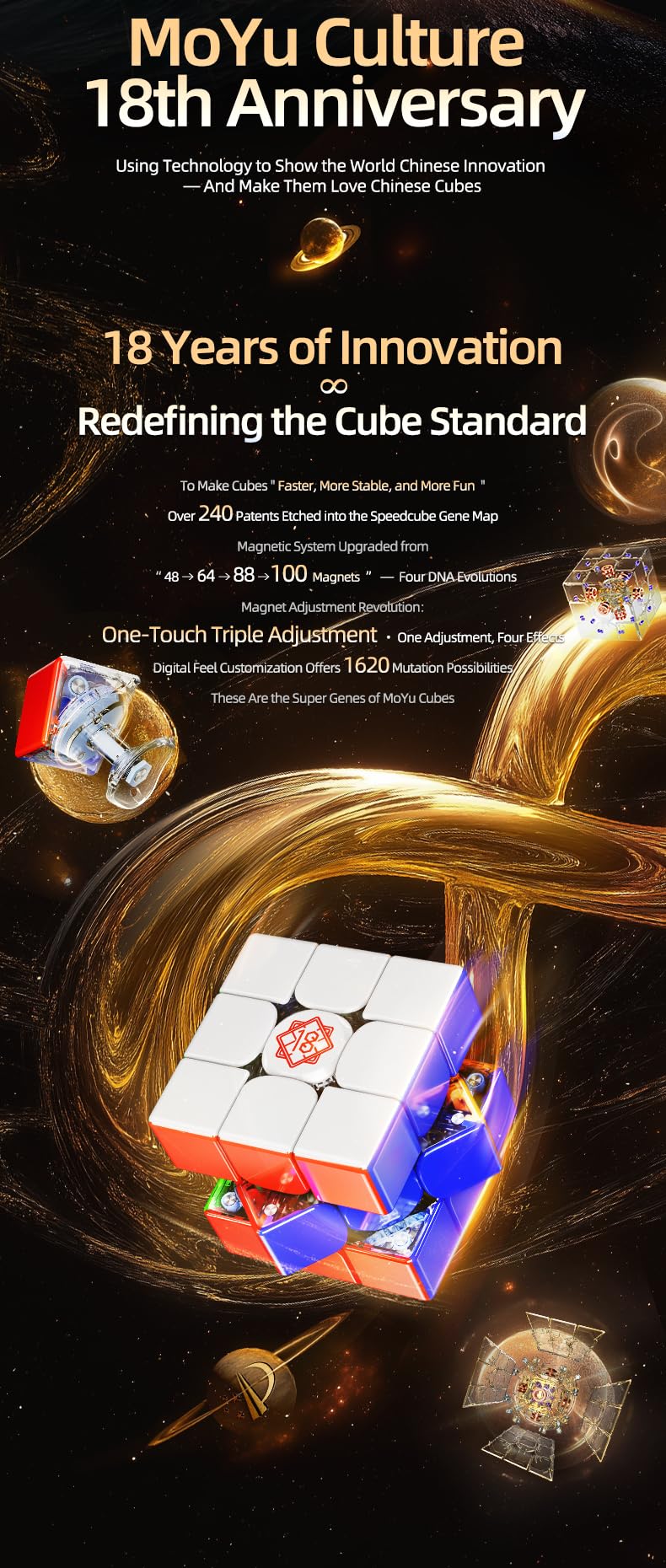 Amazon.com: Bukefuno MoYu weilong V11 18 Aniversario Versión 3x3