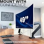 VIVO Premium Aluminum Monitor Arm for Ultrawide Screens up to 49 inches and 33 lbs, Heavy Duty Single Desk Mount, Pneumatic Height, Max VESA 100x100, Black, STAND-V101G1