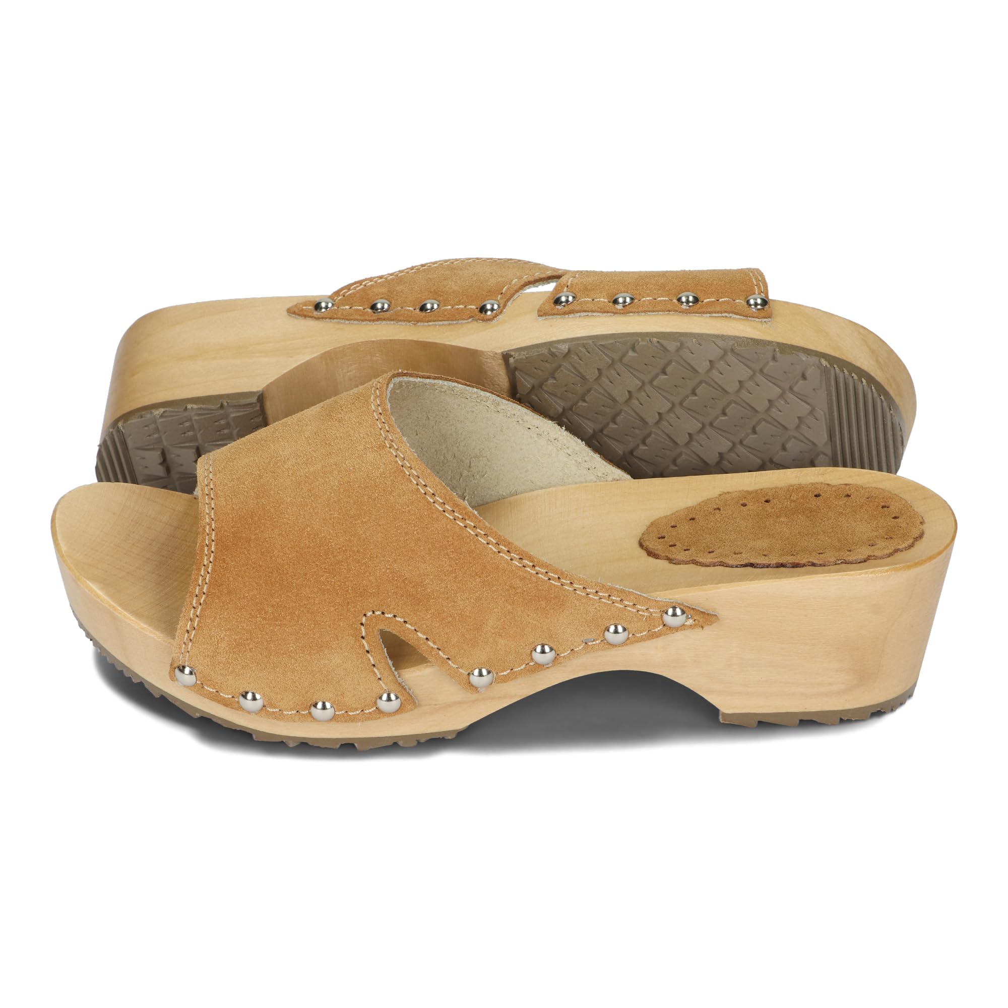 BeComfy Zoccoli da Donna in Pelle Zoccoli con Tacco in Legno per Donna 35-41 EU