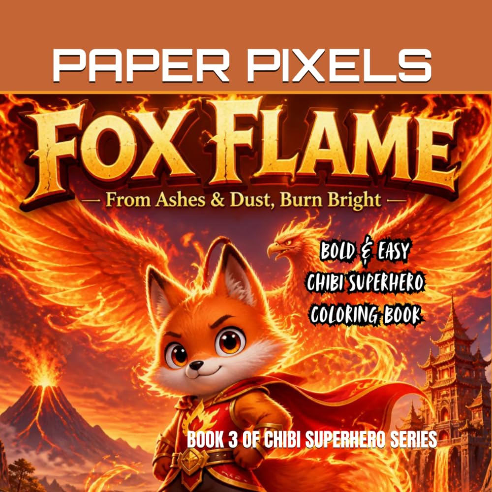 BOLD & EASY CHIBI FOX FLAME COLORING BOOK FOR KIDS :: BOOK 3 OF CHIBI SUPERHERO SERIES: THE LEGEND OF FOX FLAME (CHIBI SUPERHERO COLORING BOOKS)