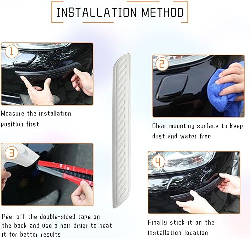 Miniatura 9 de 2 tiras antiarañazos para parachoques de automóvil, protector de parachoques de esquina delantera y trasera, parachoques de goma anticolisión, borde