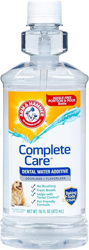 Complete Care Dental Water Additive, Easy Portion, 16 Fl Oz | Odorless, flavorless daily formula with baking soda supports tartar control for dogs