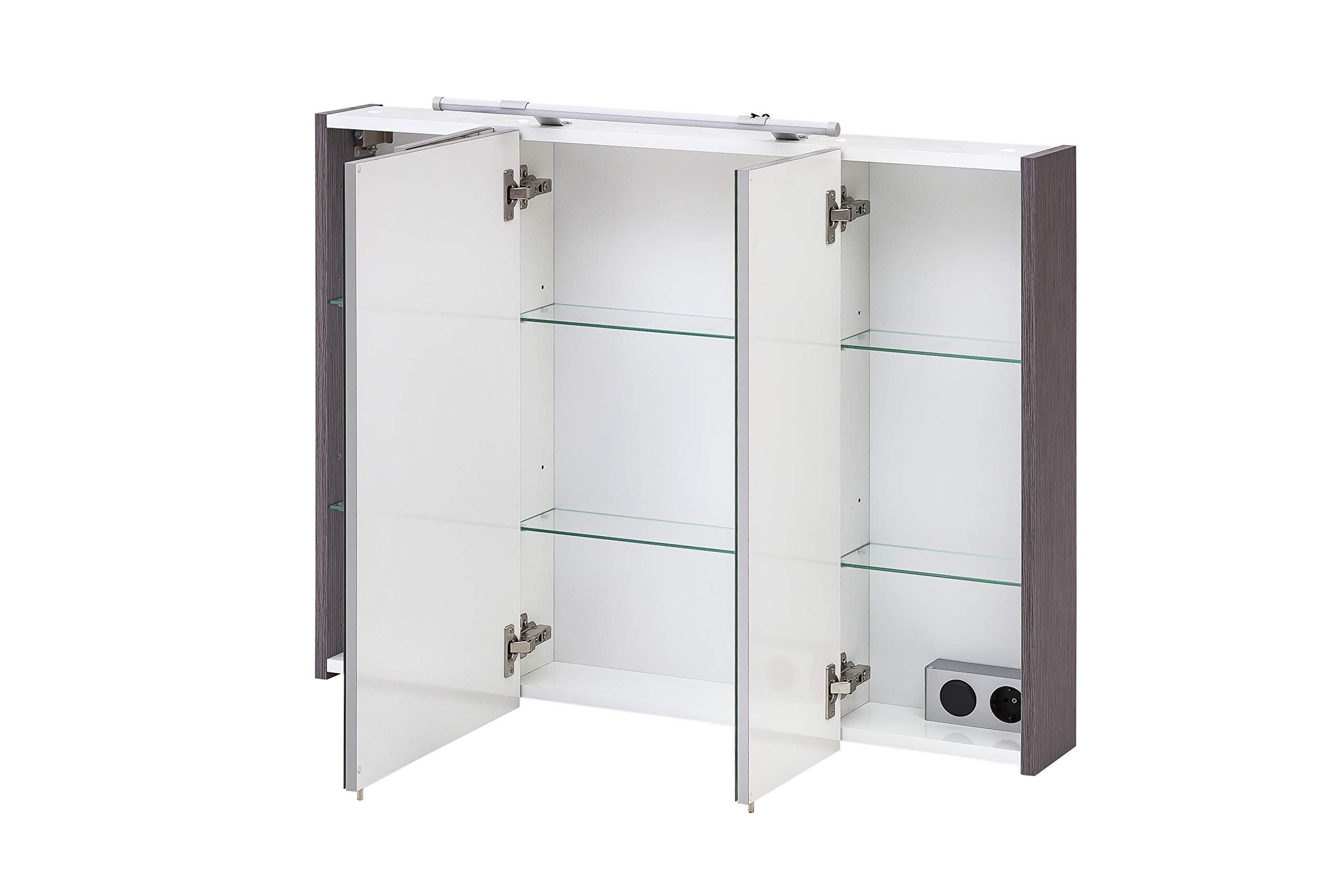 Schildmeyer 144571 Trient Armoire À Miroir, Gris Cendré, 90 x 16 x 75 cm