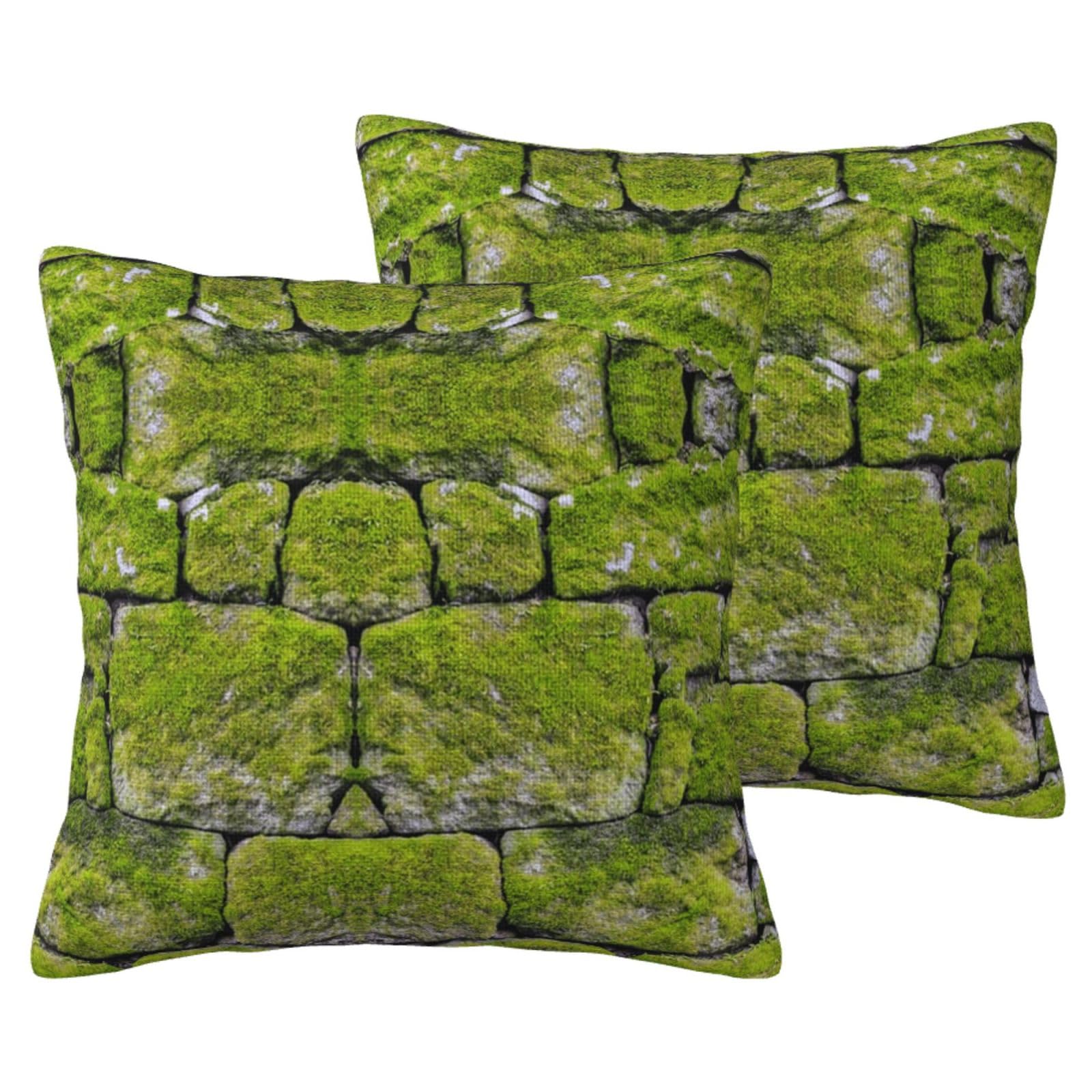 Taies d'oreiller imitation lin pavé de mousse lot de 2 anti-affaissement coussin