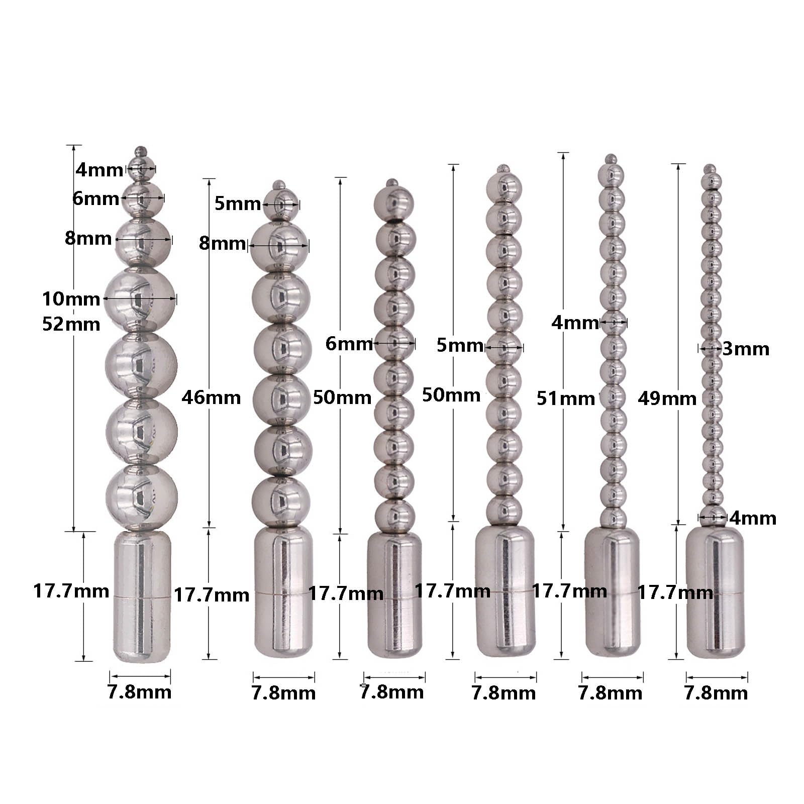 6PCS Edelstahl-Harnröhrenstift-Set – Perlenförmiger Harnröhrenplug-Dilatator für Männer, polierte Harnröhren-Dehnung & Penisplug für männliche Stimulation und Masturbation