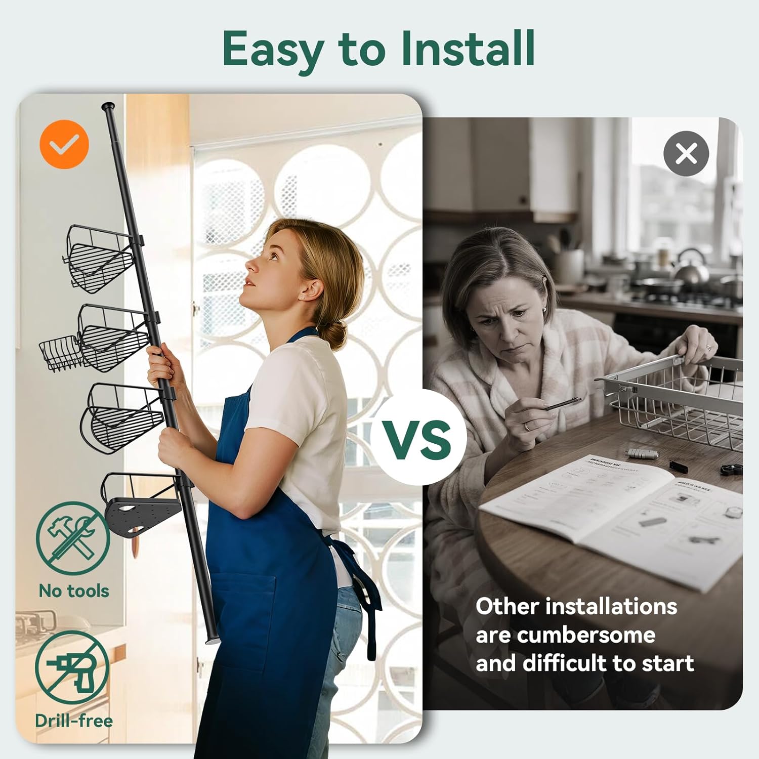 Corner Shower Caddy Tension Pole, 4 Tier Rustproof Shower Tension Rod Organizer, Adjustable 25-125 Inch Bathroom Shower Organizer Shelves for Bathtub Shampoo Storage, Black