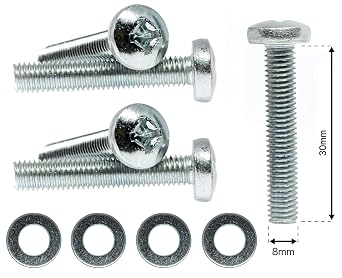 M8 x 30mm TV Wall Mount Bracket Phillips Screws Bolts for TV + Washers H01B