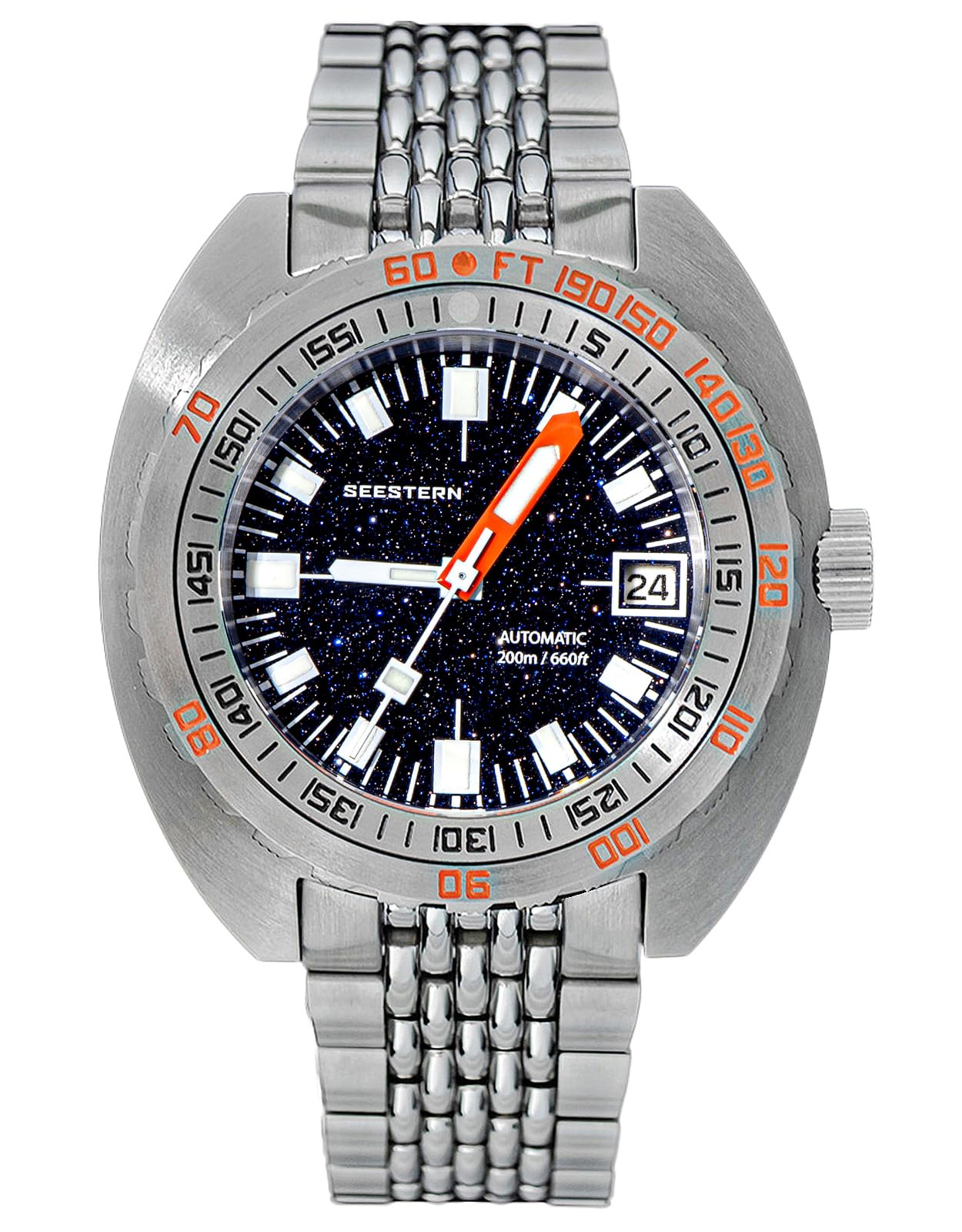 V3 42MM SUB 300T LUME Data 20ATM Lunetta 200m Diver Mens Sport Watch DOX10, Argento