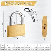 Vista 2 de 2 Pcs Small Solid Brass Locks with Keys, 20mm + 25mm Mini Key Locks, for Luggage, Backpack, Gym Locker, Jewelry Box (20-25mm)