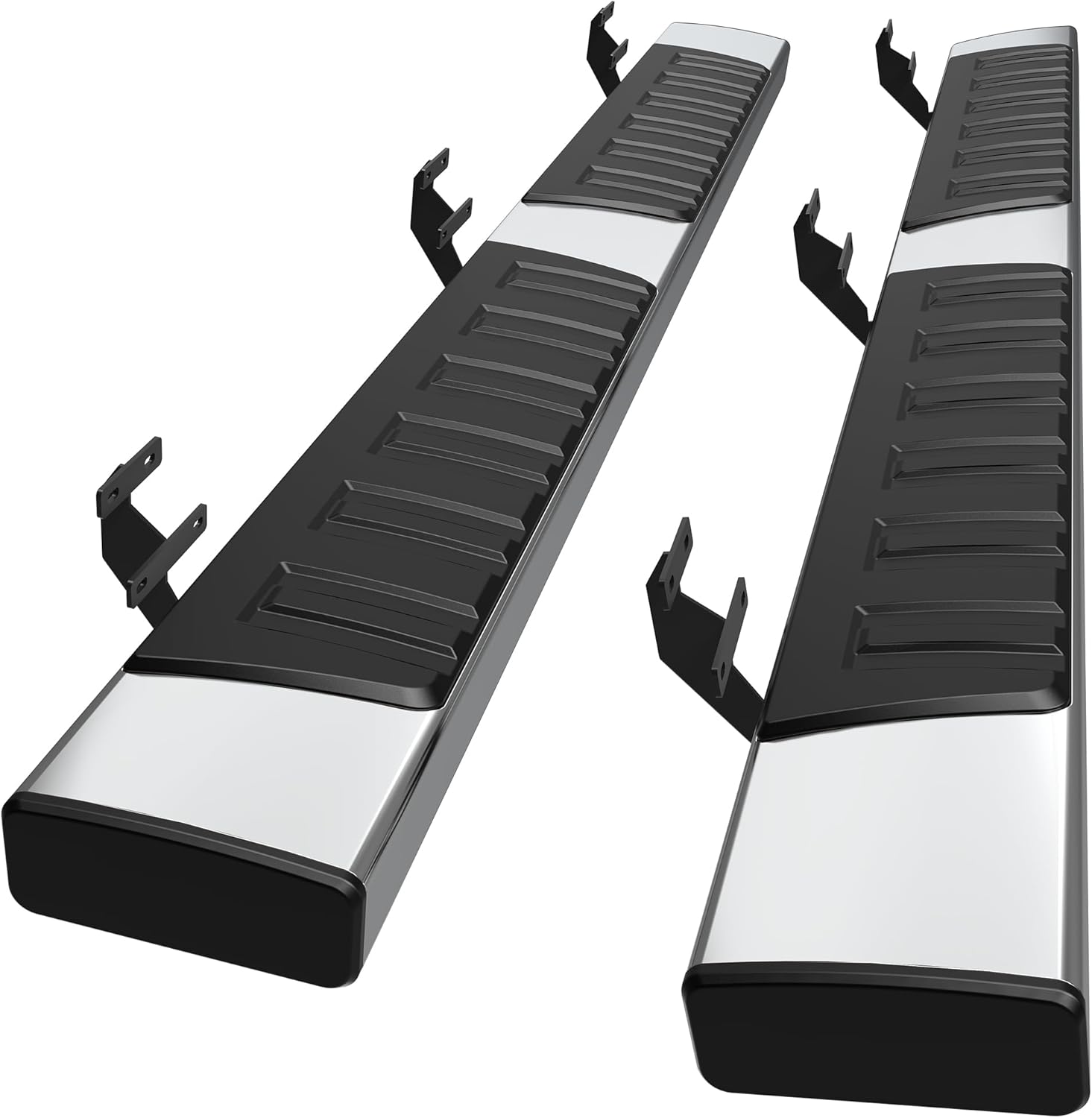 6" Running Boards: Compatible with 2015-2026 Ford - F150 SuperCrew Cab, 2017-2024 Ford F250 F350 F450 F550 Super Duty Crew Cab Silver Side Step Nerf Bars
