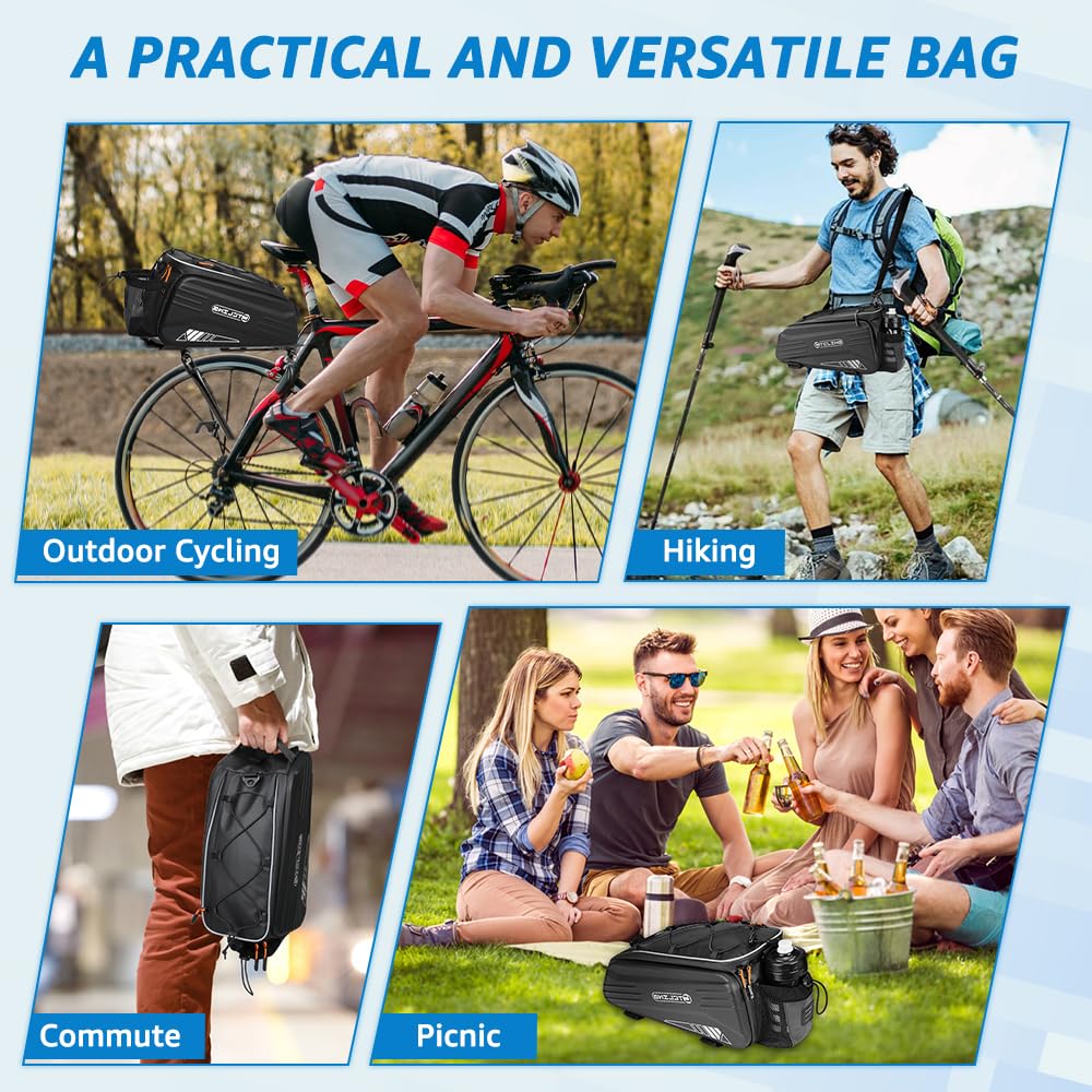 WOTOW Bike Bag - Waterproof Rear Rack Luggage -7