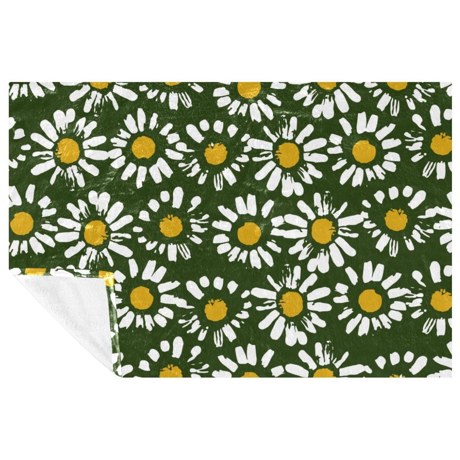 Couverture camomille fleurie pour pique-nique grand plaid de camping nomade et plage
