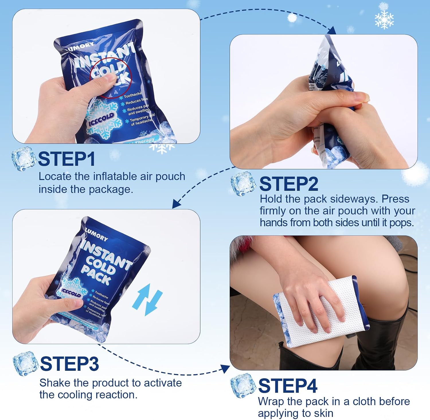 80 Pack Instant Ice Packs, 4"x6" Ice Packs for Injuries Disposable