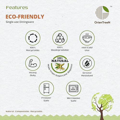 Miniatura 8 de Cuencos de bagazo blanco desechables y ecológicos, hechos de fibras naturales de caña de azúcar, 12 onzas, 100 % compostables, resistentes al agua,