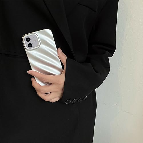 Miniatura 2 de Funda para iPhone 11, diseño de ondas rizadas de agua, suave y delgado, con acabado galvanizado, color plateado