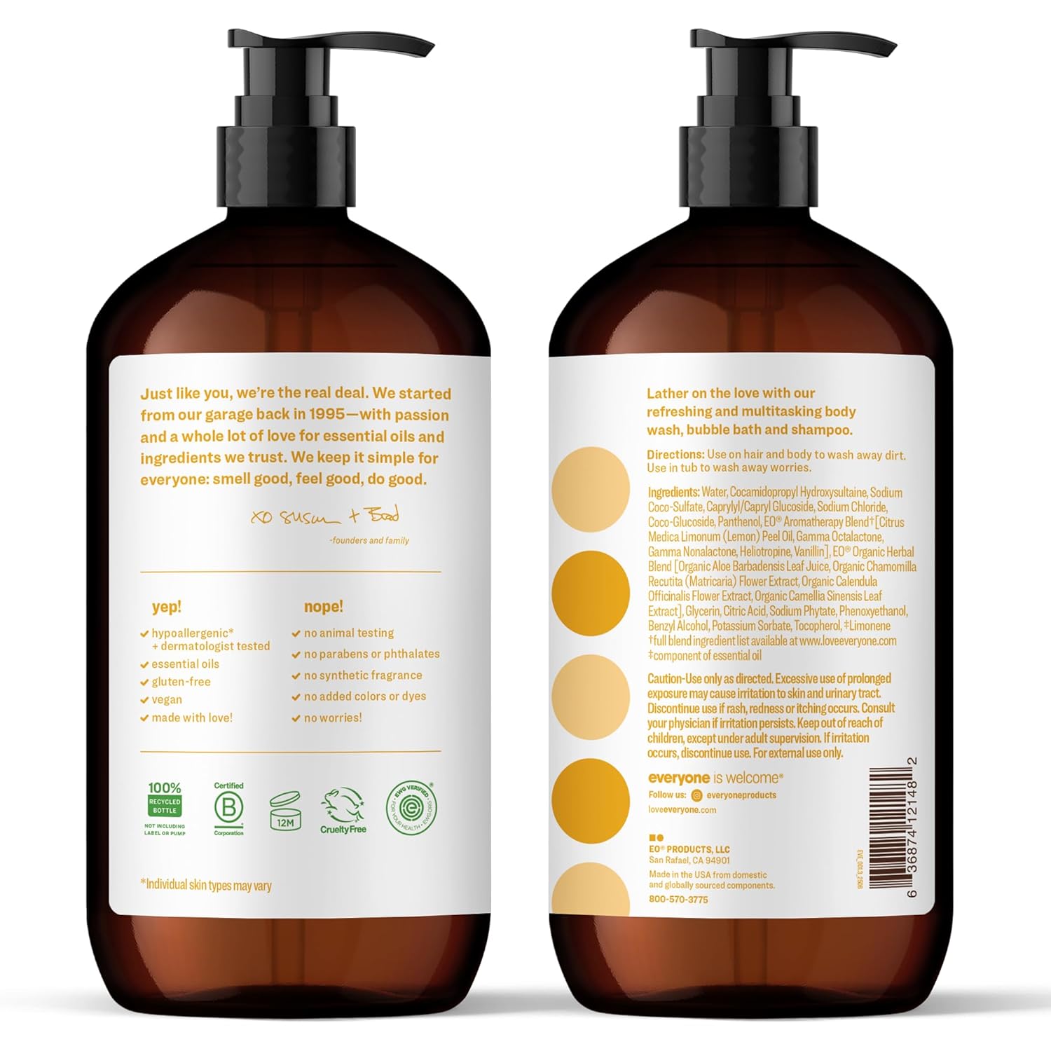 Everyone 3-in-1 Soap, Body Wash, Bubble Bath, Shampoo, 32 Ounce (Pack of 2), Coconut and Lemon, made with Essential Oils for Men and Women - Image 2