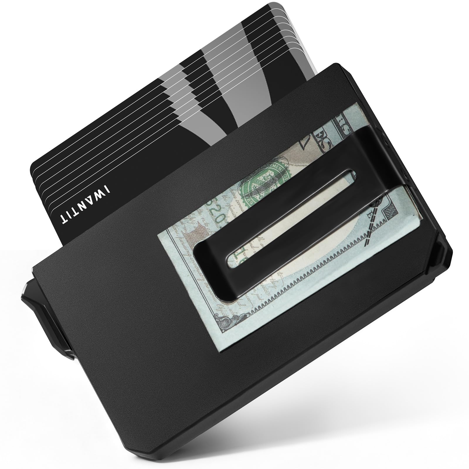 iwantit Pop Up Wallet for Men, Slim Minimalist Credit Card Holder with Money Clip - Man Metal Aluminum Wallet RFID Blocking, Smart Tactical Wallet for