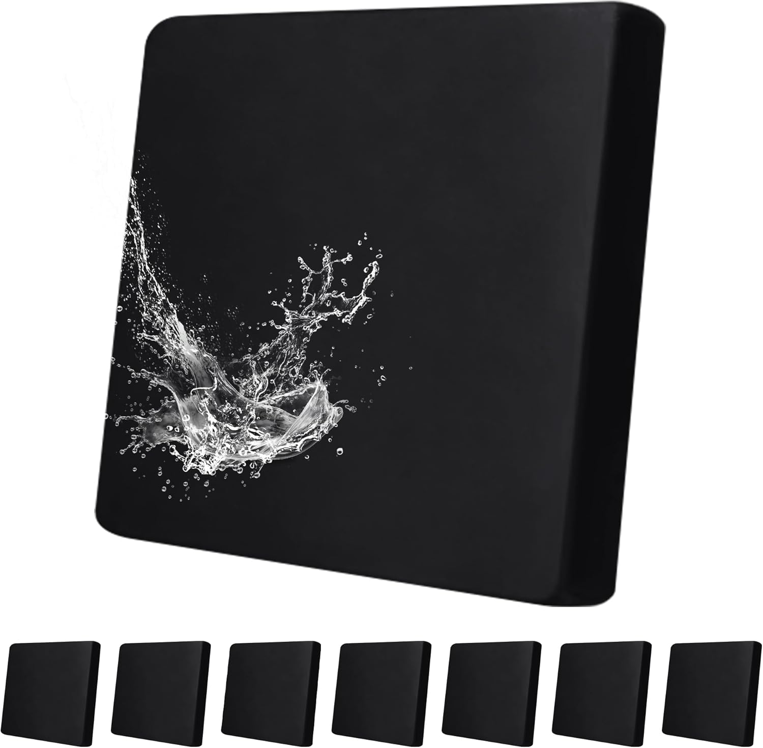 4Pcs Outdoor Cushion Covers Patio Cushion Covers Cushion Covers for Outdoor Furniture Stretch Patio Cushion Covers Replacement Couch Slipcovers Waterproof (Cover Only) (Black)