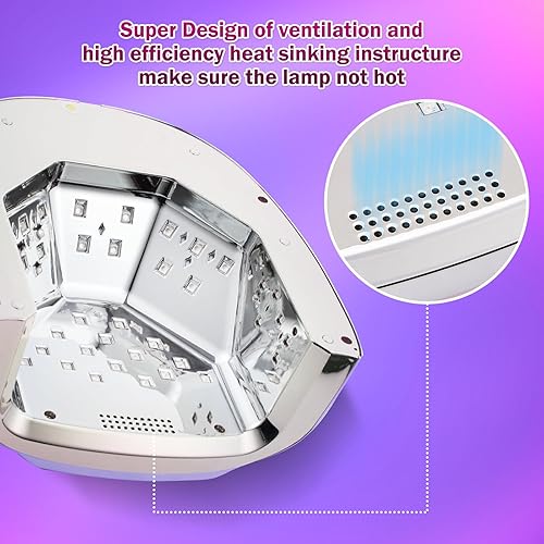 Miniatura 7 de Luz UV inalámbrica portátil profesional recargable de 96 W UV LED para máquina de lámpara de uñas con parte inferior de acero inoxidable extraíble,