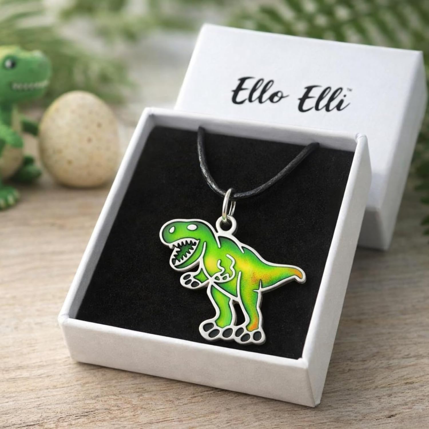 Ello Elli T-Rex Dinosaur Necklace, Stainless Steel T-Rex Pendant with Leather Cord, Fun Gift for Teens & Dinosaur Lovers - Image 8