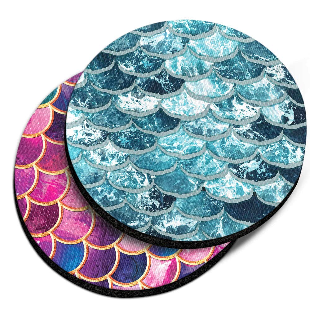 CARIBOU COASTERS Marble Design Neoprene Cup Holder Coasters – Round, Set Of 2
