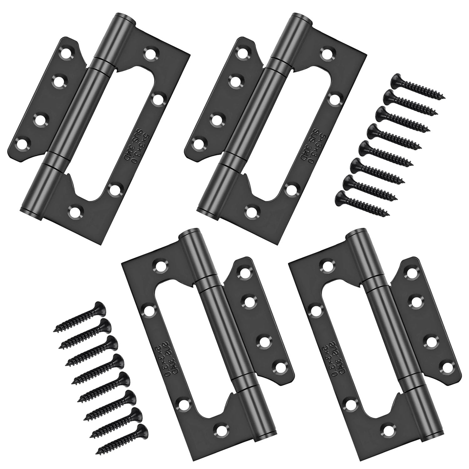 Qrity Black 4 Pieces Door Hinges, 5 Inch Home 125Mm Stainless Steel Ball Bearing Mute Hinges For Internal External Doors,