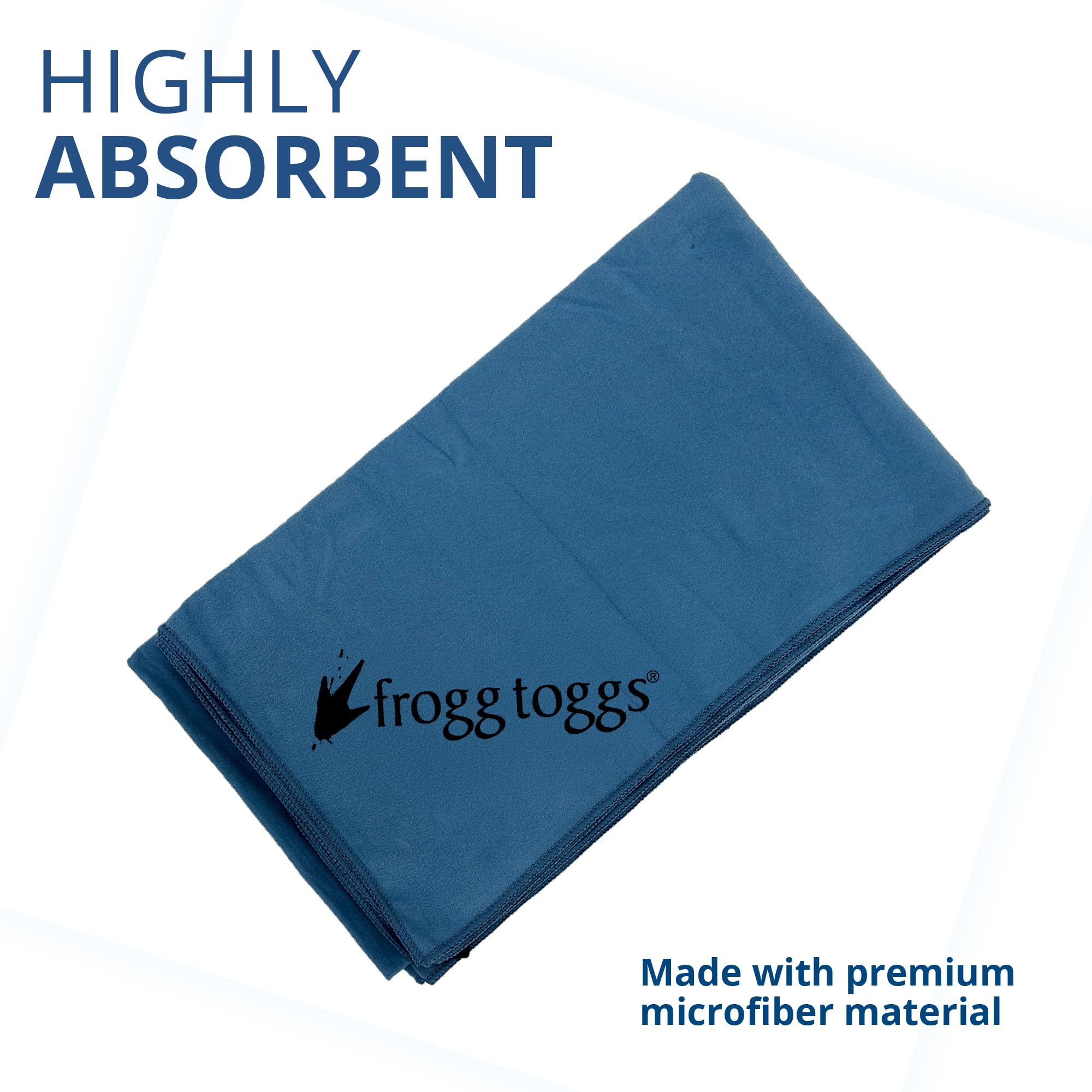 FROGG TOGGS Beach-Camp Serviette de séchage rafraîchissante en microfibre avec sac de rangement en maille, lavable en machine, lac printanier, 88,9 x 157,5 cm