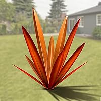 Vista 17 de Homight Escultura de agave grande de metal rústico, planta de agave para decoración de interiores al aire libre, decoración de césped al aire libre