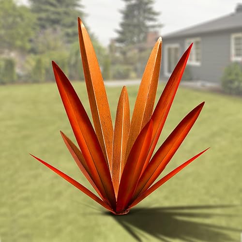 Miniatura 17 de Homight Escultura de agave grande de metal rústico, planta de agave para decoración de interiores al aire libre, decoración de césped al aire libre