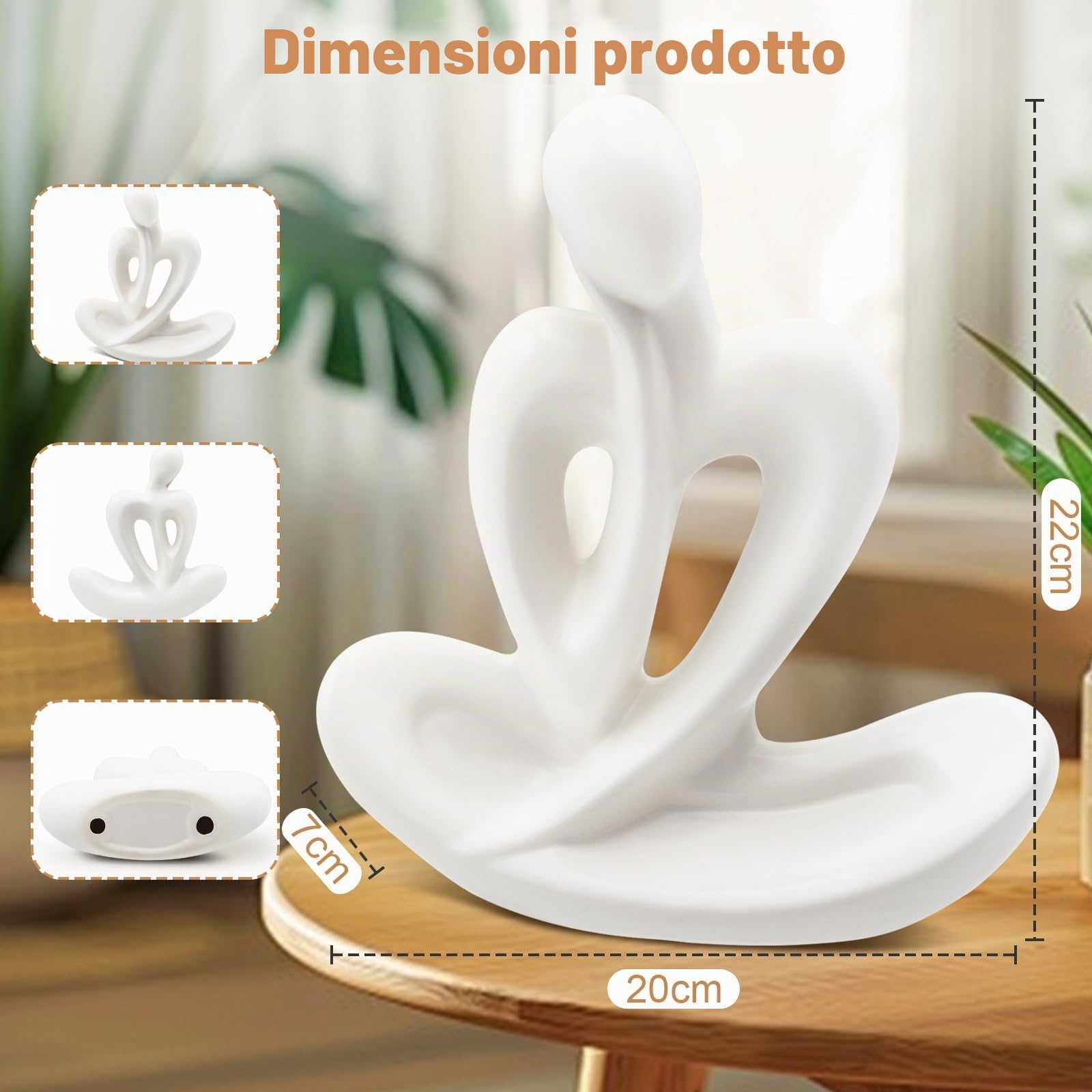 Cyiecw Statua Pensatore Bianco in Ceramica, Figure Decorative Moderne, Sculture Astratte ed Estetiche per Soggiorno, Camera da Letto, Ufficio, Bar, Libreria, Tavolo