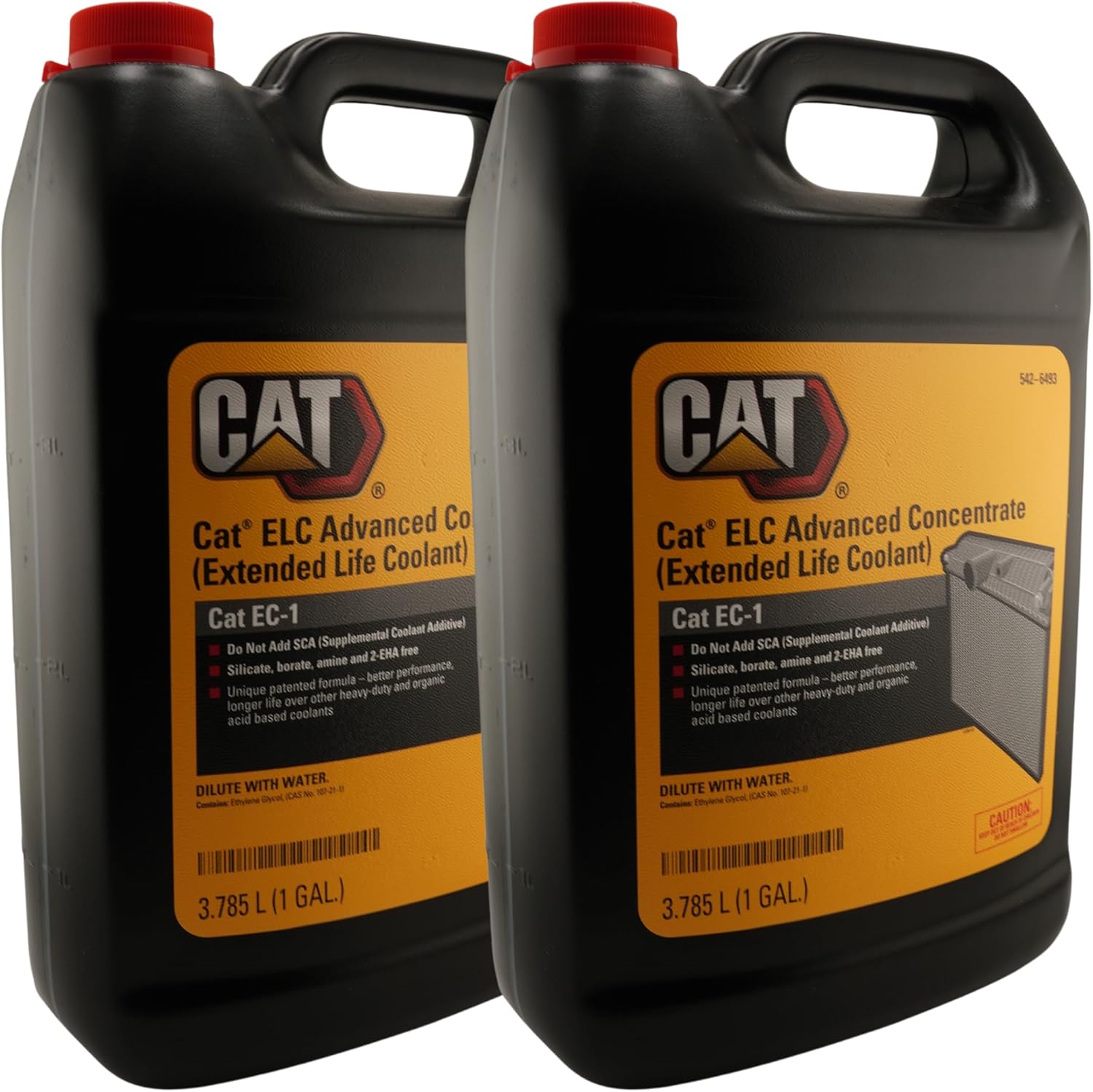 CAT 542-6493 (5426493) ELC Advanced Extended Life Coolant Concentrate – 1 Gallon Bottles (Pack of 2) – Genuine EC-1 Coolant, Dilute with Ion-Free Water, Contains Bittering Agent