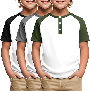 3 Pack Boys Raglan T Shirts 5-14Y | Short Sleeve Shirts, Kids, Henley, Shirt, Basic, Baseball, Tops