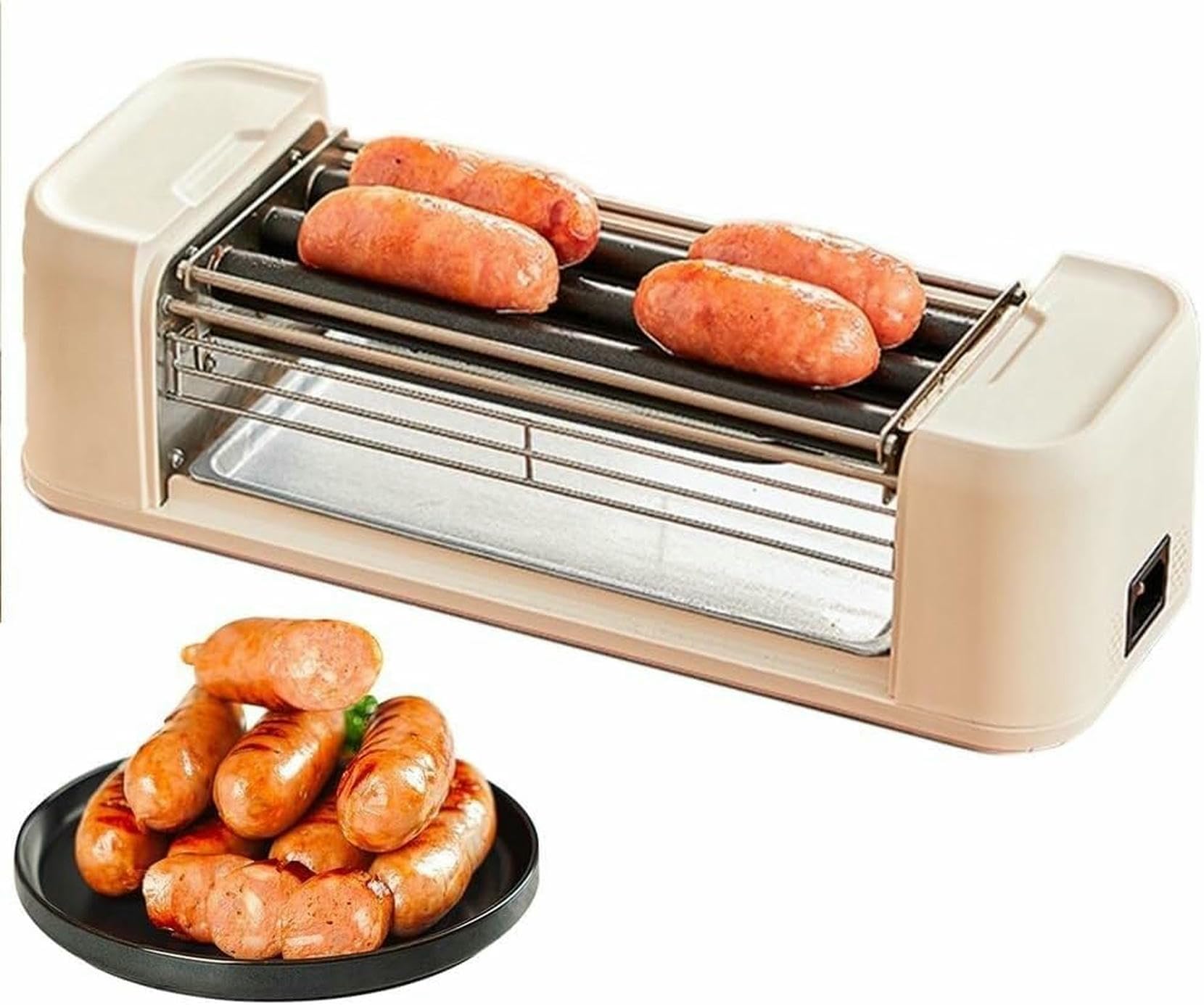 Grill à saucisses et Hot-Dogs 500 W, Machine à Rouleaux de Hot-Dogs, Grill à Rouleaux Multifonction, adapté à la Maison et au dépanneur