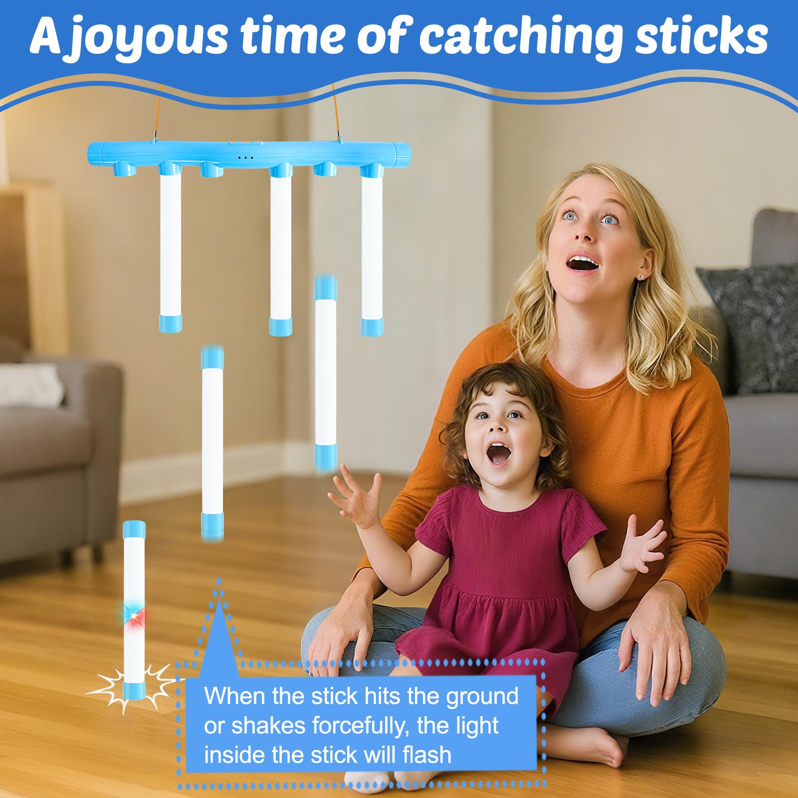 EliphonTowne Catching Sticks Game, 3 Speeds Hand Speed Challenge Toy Adult Kid, Lighting Reaction Training Stick Sensory Toys - Image 4