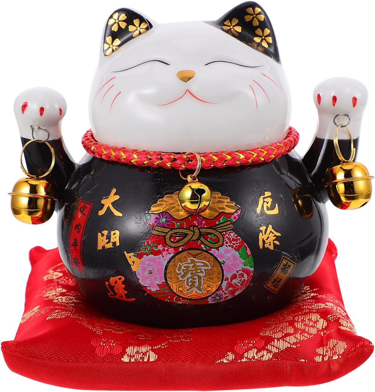 IMIKEYA Lucky Cat Money Bank Feng Shui Maneki Neko Lucky Cat Coin Bank Ceramic Lucky Cat Piggy Bank Porcelain Money Change Pot Feng Shui Decor Ornament for Kids Money Save Bank Black 4. 5in