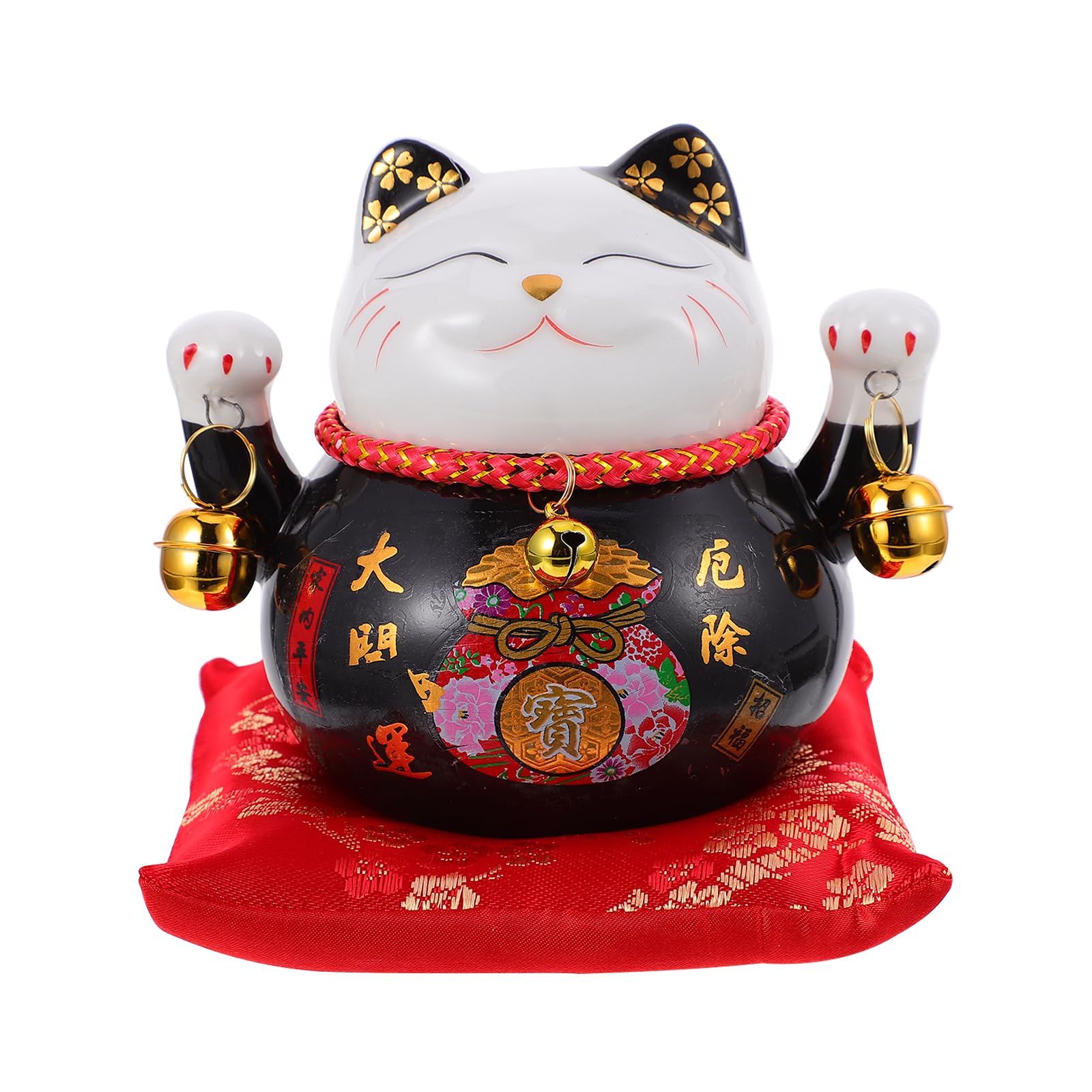 IMIKEYA Lucky Cat Money Bank Feng Shui Maneki Neko Lucky Cat Coin Bank Ceramic Lucky Cat Piggy Bank Porcelain Money Change Pot Feng Shui Decor Ornament for Kids Money Save Bank Black 4. 5in