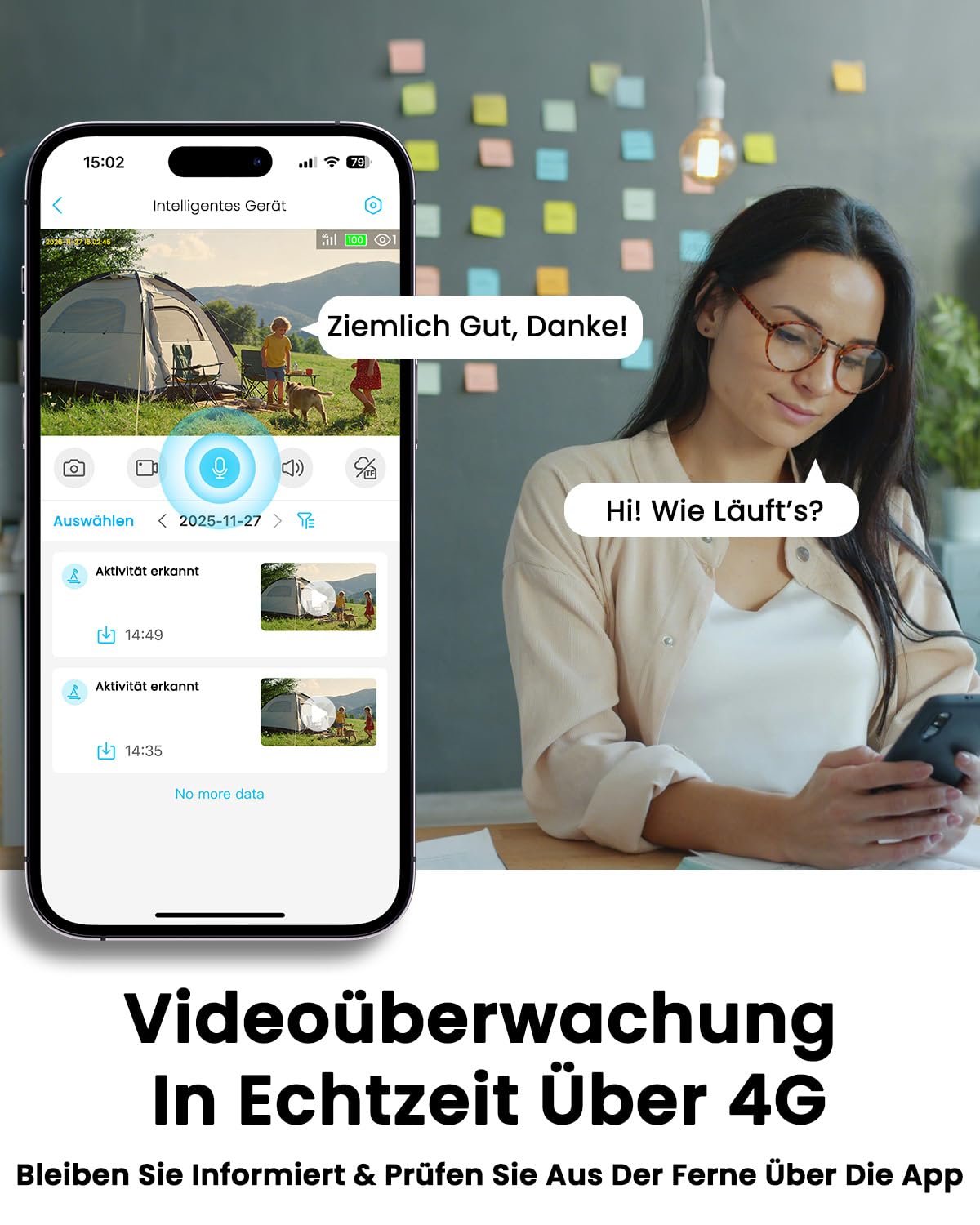 UCOCARE 4G LTE Überwachungskamera mit SIM Karte, 4MP Kamera ohne WLAN