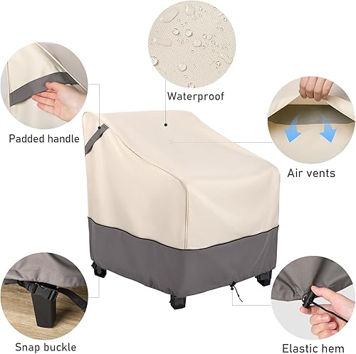 Miniatura 5 de Bestalent Fundas impermeables para muebles de patio, fundas para sillas de exterior, paquete de 2 fundas de asiento profundo para césped, se adapta
