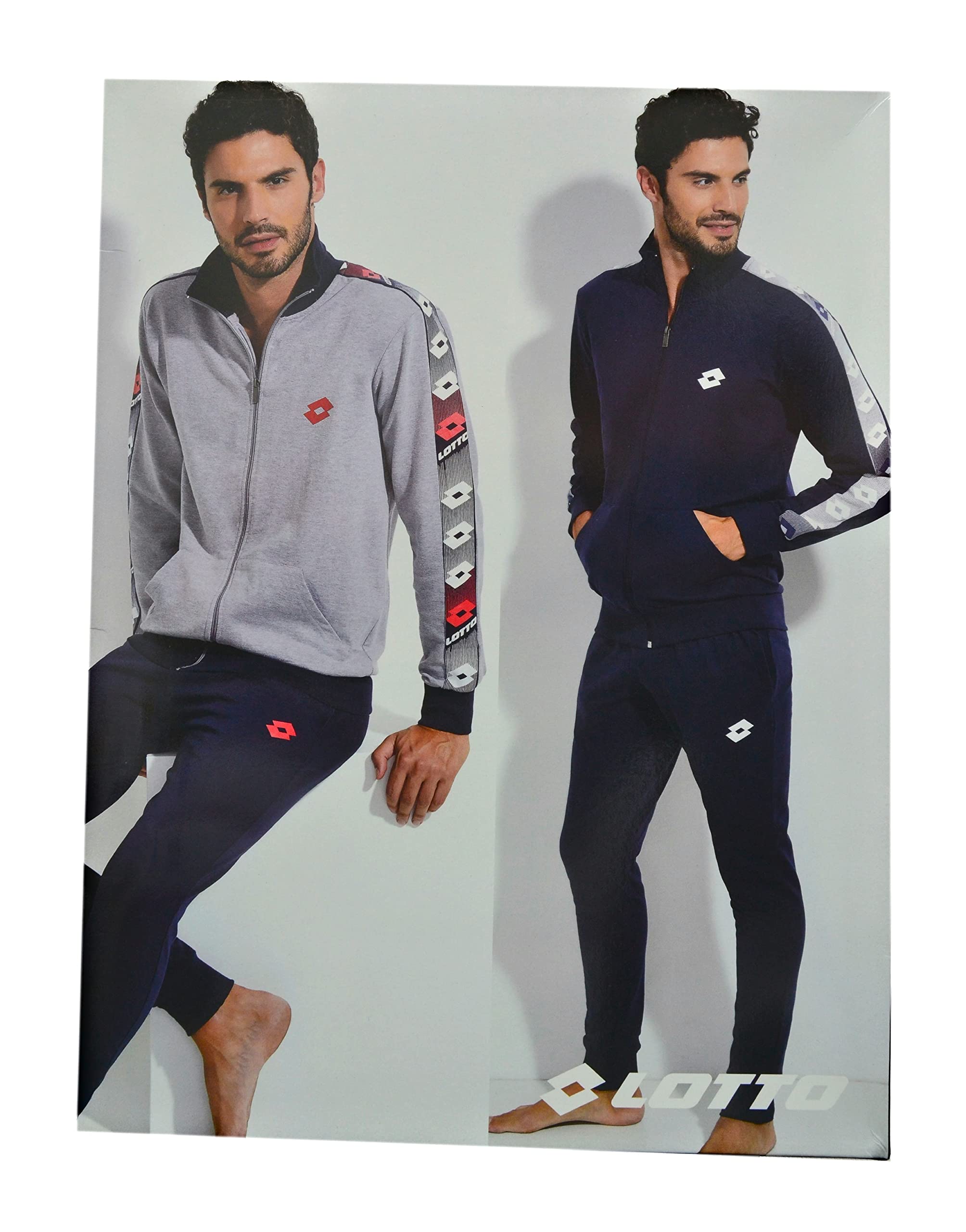 LOTTO Tuta Uomo in Felpa Estiva + BERMUDA IN OMAGGIO Tuta Uomo Completa Tuta Sportiva Uomo Tuta Uomo Estiva (1060 GRIGIO + 1 BERMUDA, L)
