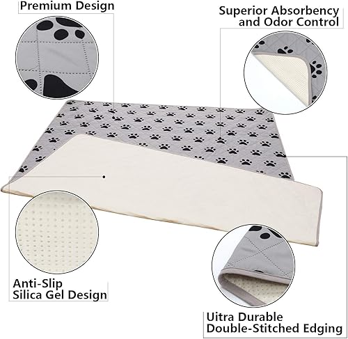Miniatura 9 de SPXTEX Almohadillas para jaulas para perros, alfombras lavables para perros, almohadillas antideslizantes para orina de cachorros para perros