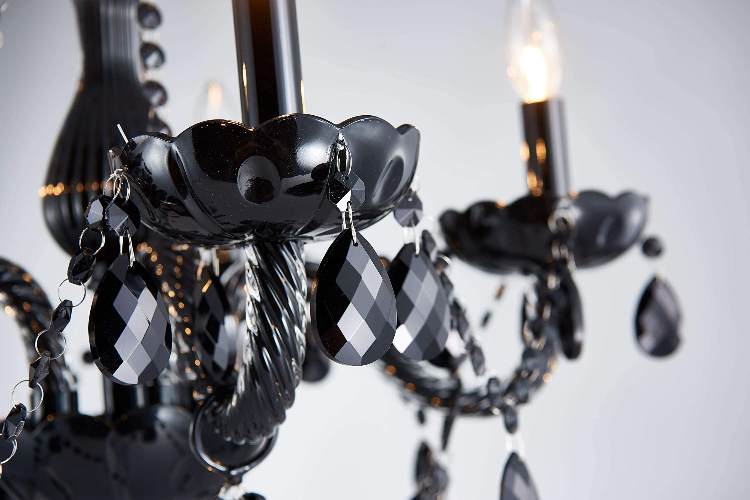 Saint Mossi Modern K9 lampadario di cristallo, lampadario nero con cinque lampade, lampadario di soffitto appeso per sala da pranzo, camera da letto, soggiorno, H48cm x W48cm con catena regolabile