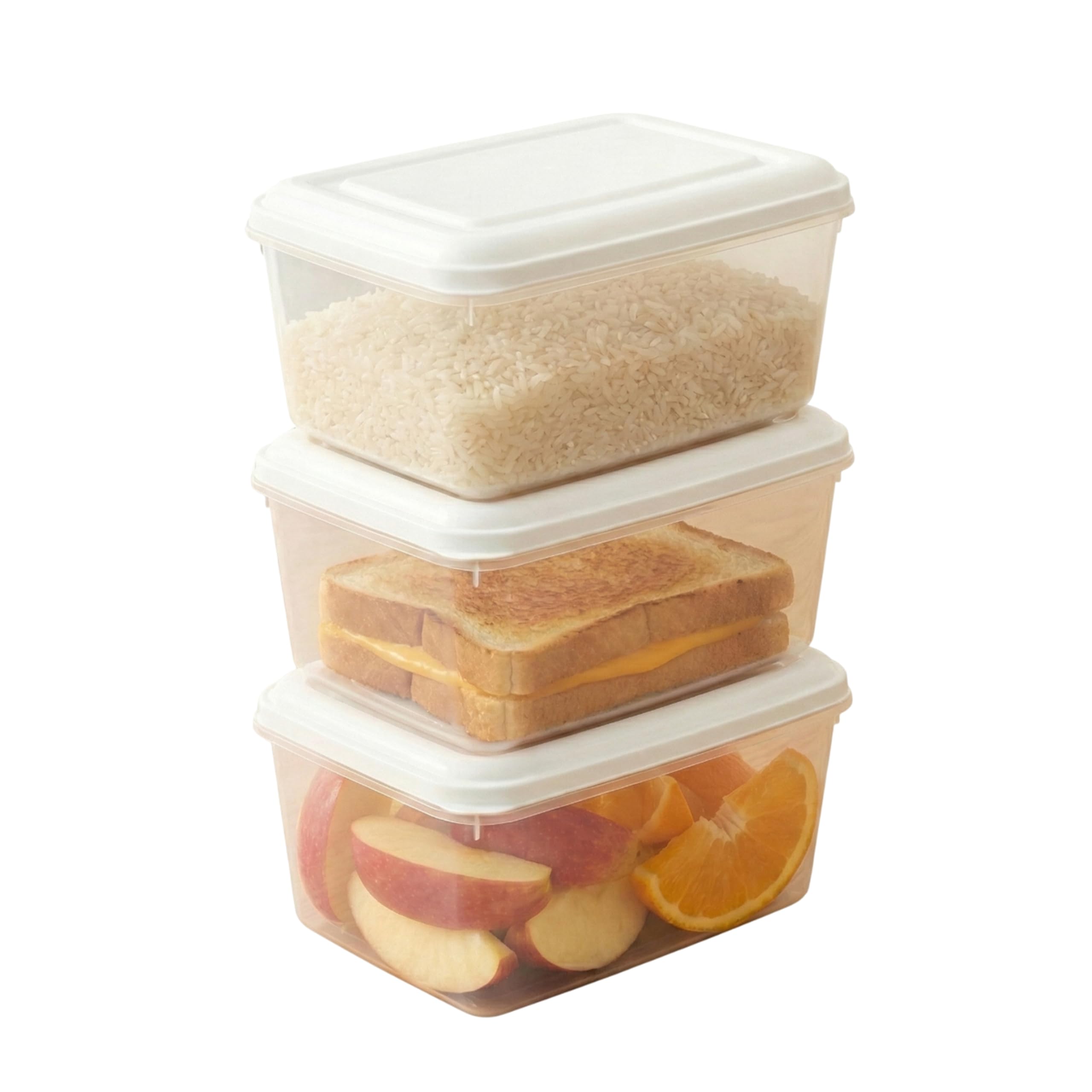 STL Food Storage Containers with Lids, 2L Clear Stackable Food Storage Boxes, BPA-Free Plastic Food Containers, Microwave and Dishwasher Safe, Kitchen & Lunch Containers (Pack Of 3)