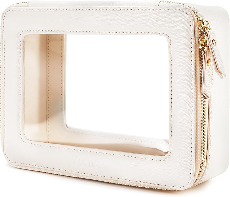 Necessaire organizadora de maquiagem Aveniee grande, branca, com zíper