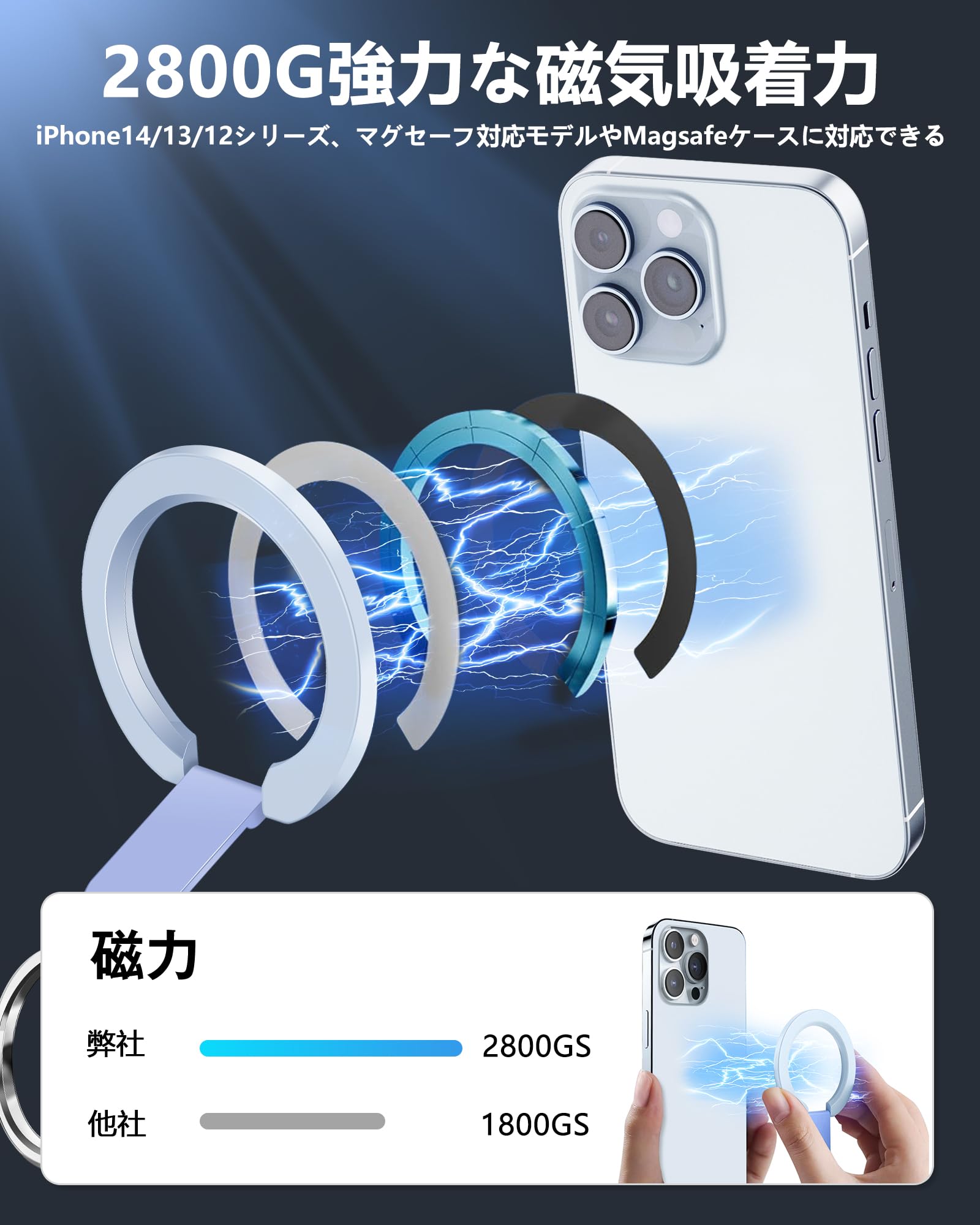 バンカーリング的な Amazon | マグネット スマホリング MagSafe対応 360度回転