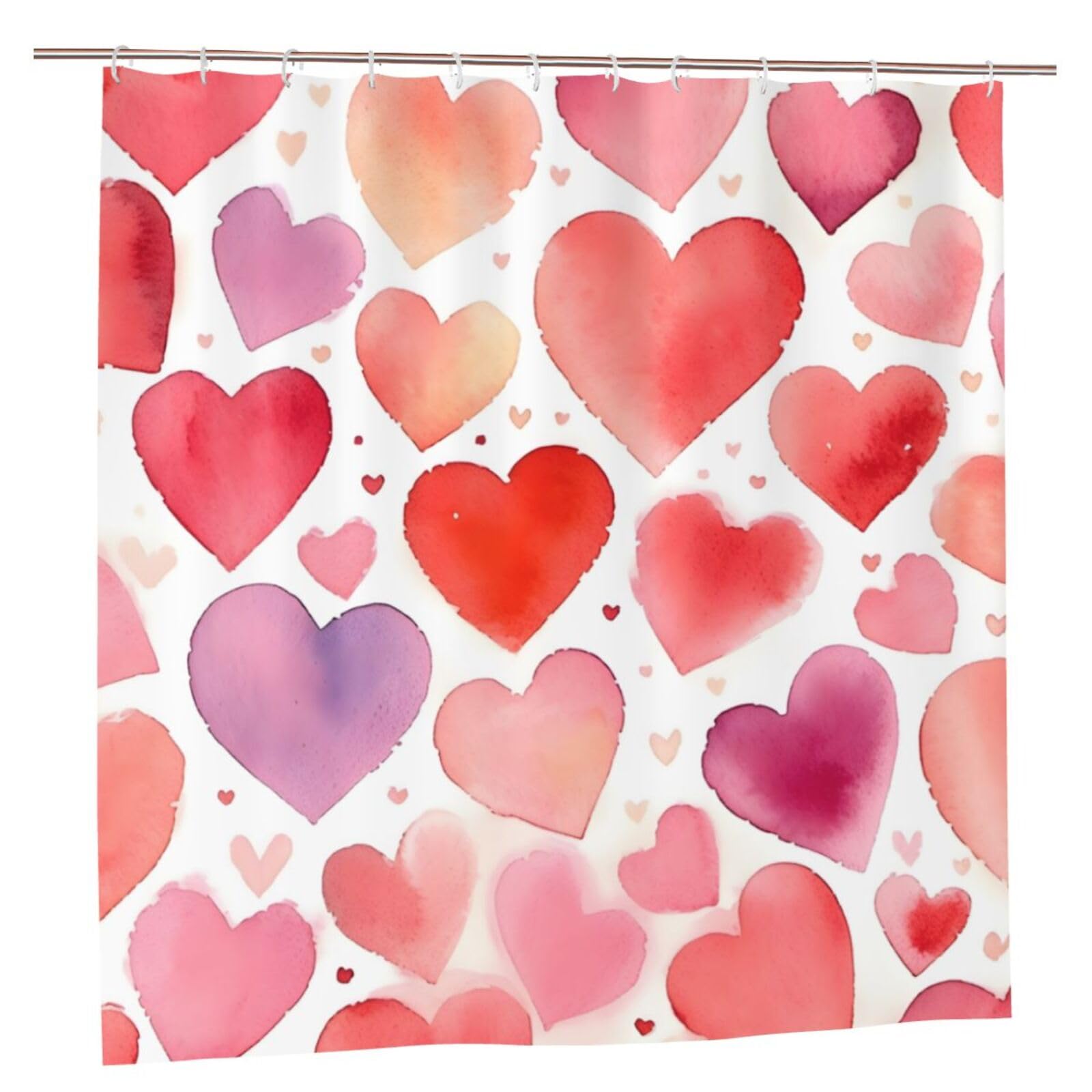 Rideau de douche anti-éclaboussures Mexpekil motif cœur dégradé rose 183 x 183 cm